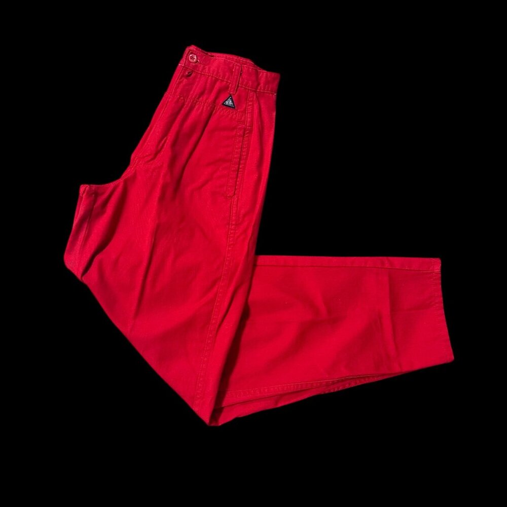 Vintage Red High Waisted Pants Womens Size 9 Ultra Hong Kong 1980s Retro Fashion
